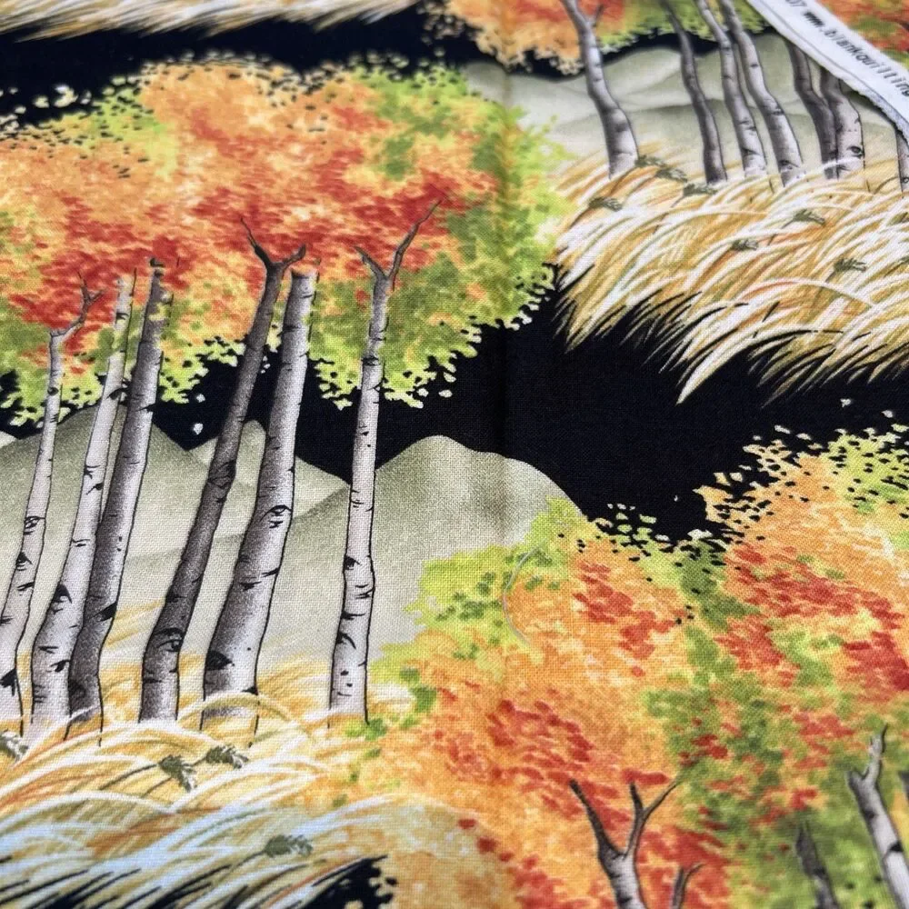 Blank Quilting Colorful Autumn Birch Trees Cotton Quilting Fabric 21